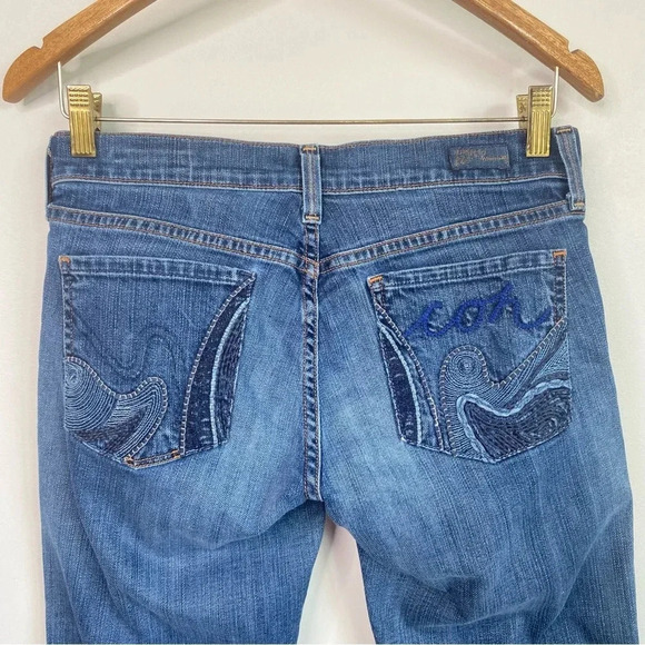 Citizens of Humanity Y2K Low Rise Flare Embroidered Pocket Dark Wash Jeans - Picture 3 of 16